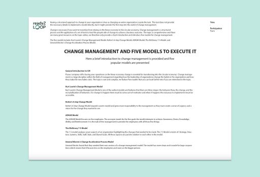 Change Management and Five Models to Execute it